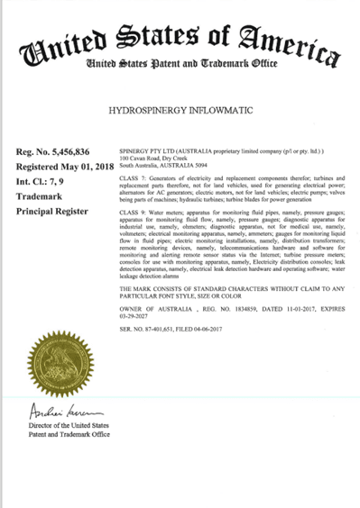 Hydrospinergy Inflowmatic trademark graphic